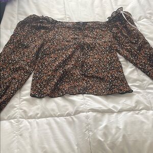 Floral Black and Orange Women's Top